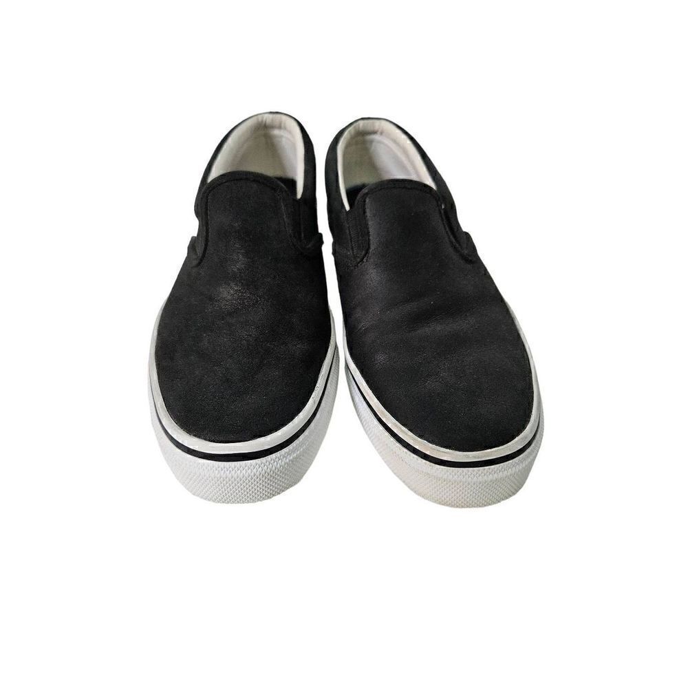 Sperry Top Sider black leather slip on shoes. Size 8.5.